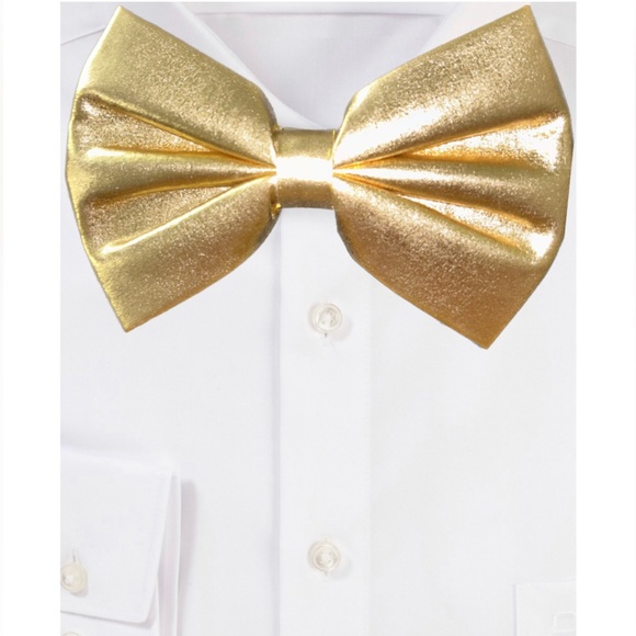 Men’s New Years Eve Metallic Gold Pre-Tied Neck Bow Tie NWT - Picture 5 of 7